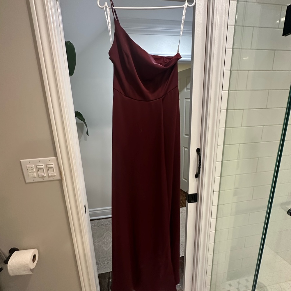 Davids Bridal Bridesmaid One Shoulder Dress in Wine colour